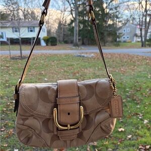 Coach Brown Shoulder Bag with Gold Accents
